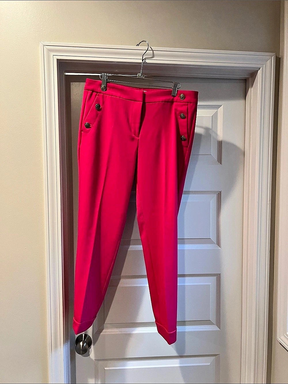 LOFT Pink Sailor Button Trousers Pink Size 8